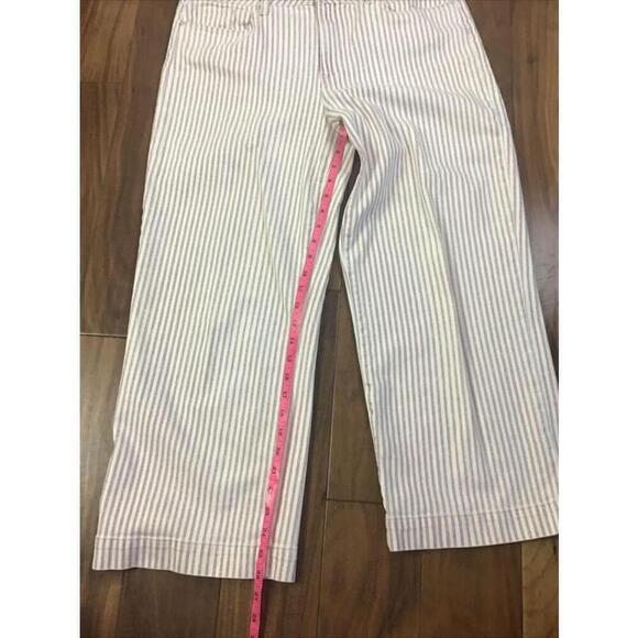 PAIGE Women’s Size 32 Cropped Nellie Jeans In Blossom Pink Stripe - Picture 9 of 14
